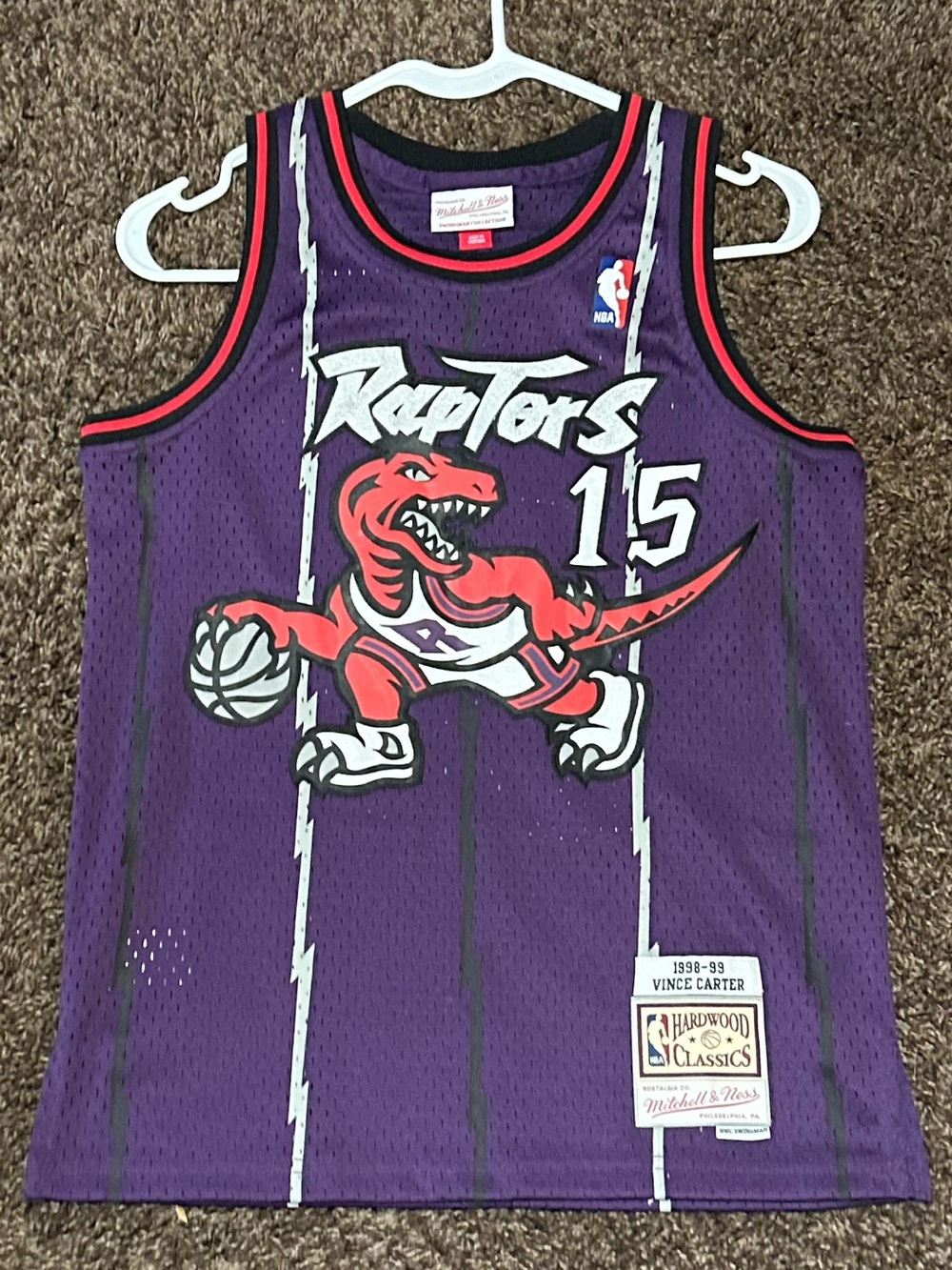 Mitchell & Ness Purple Toronto Raptors #15 Kids Jersey with Red Trim